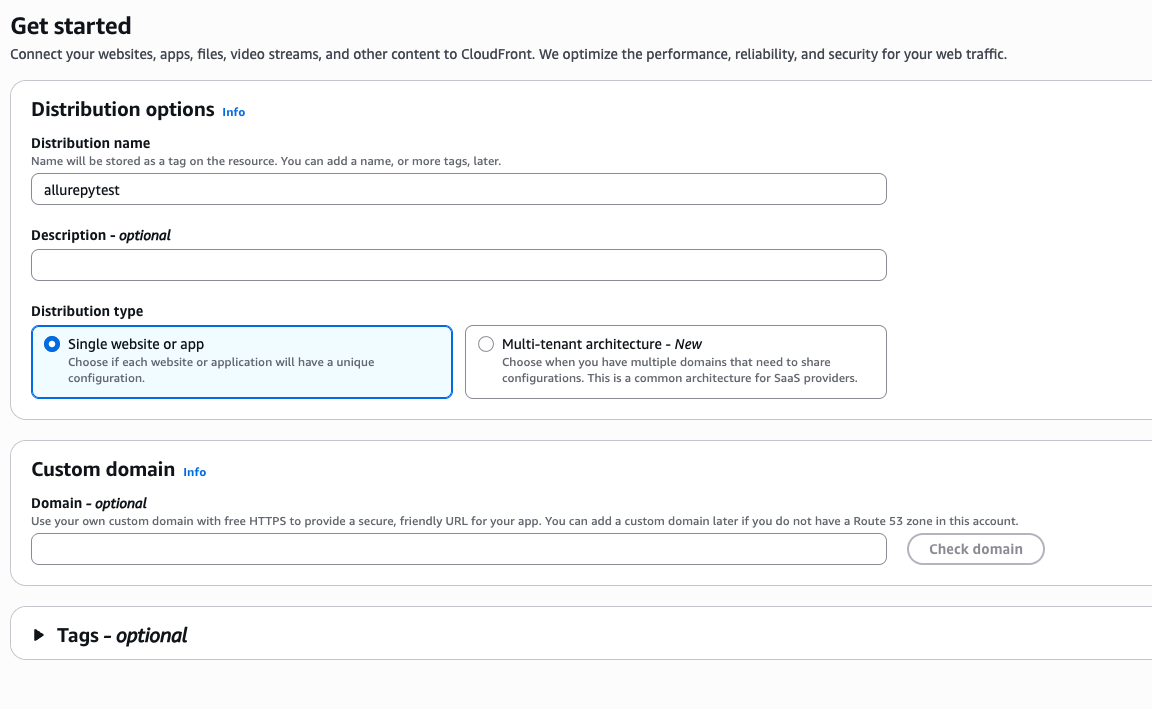 CloudFront Setup Page 1